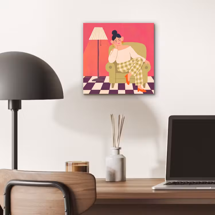 Vrouw - Rust - Interieur - Modern - Kunst aluminium wit klein -sfeer5