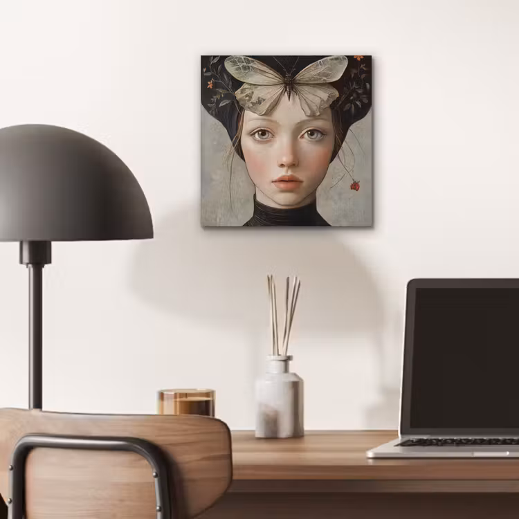 Woman - Butterfly - Art - Classic - Muted aluminium wit klein -sfeer5