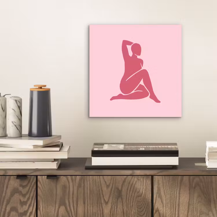 Vrouw - Silhouet - Abstract - Modern - Roze aluminium wit klein -sfeer1