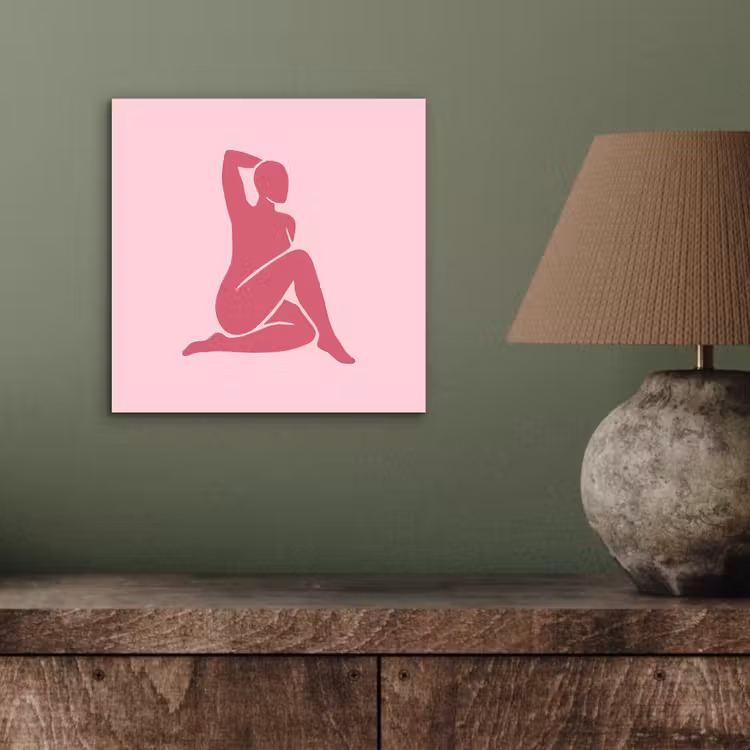 Vrouw - Silhouet - Abstract - Modern - Roze aluminium wit klein -sfeer2