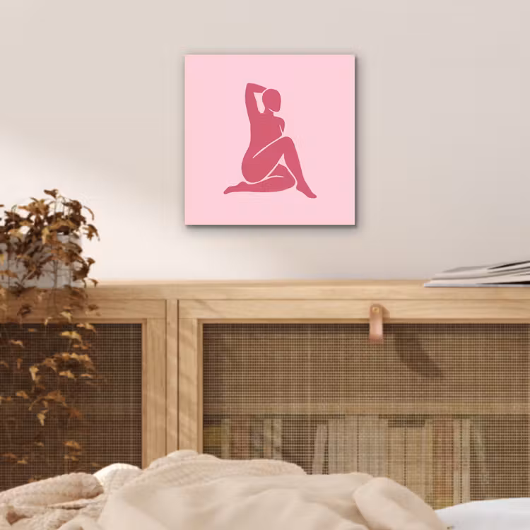 Vrouw - Silhouet - Abstract - Modern - Roze aluminium wit klein -sfeer3