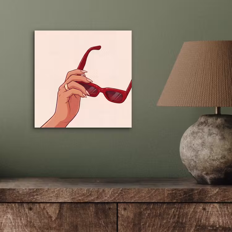Vrouw - Zonnebril - Mode - Rood - Illustratie aluminium wit klein -sfeer2