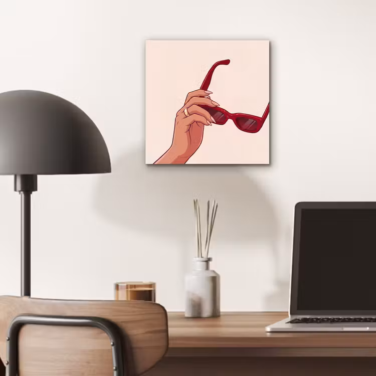 Vrouw - Zonnebril - Mode - Rood - Illustratie aluminium wit klein -sfeer5