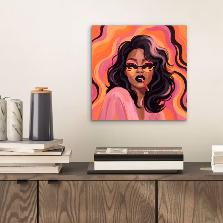 Vrouw - Zonnebril - Modern - Portret - Oranje aluminium wit klein -sfeer1