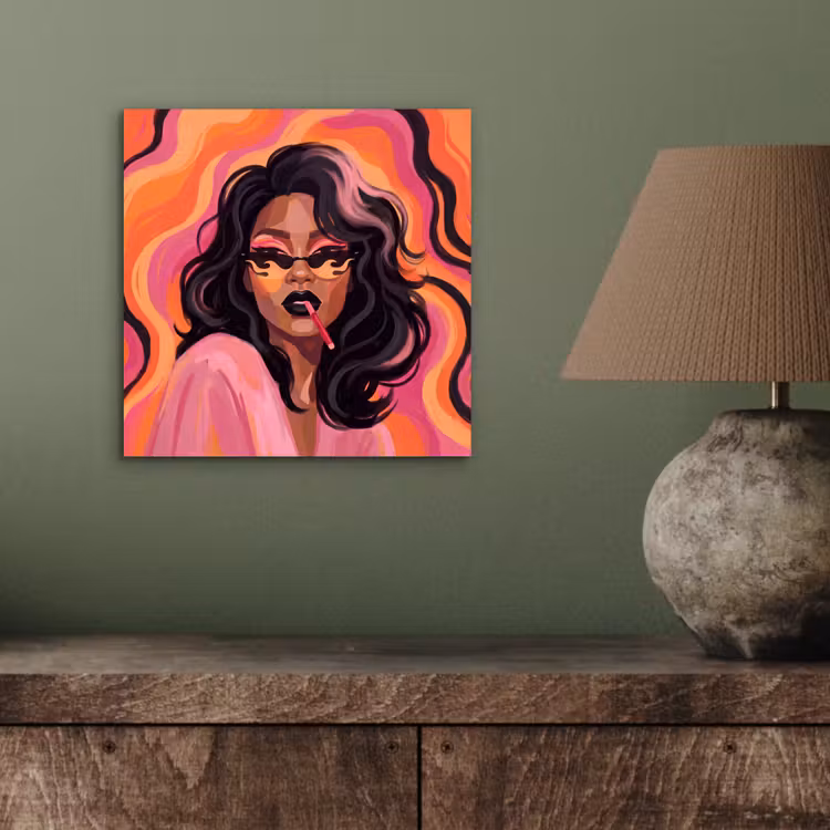 Vrouw - Zonnebril - Modern - Portret - Oranje aluminium wit klein -sfeer2