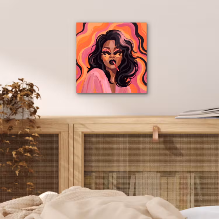 Vrouw - Zonnebril - Modern - Portret - Oranje aluminium wit klein -sfeer3