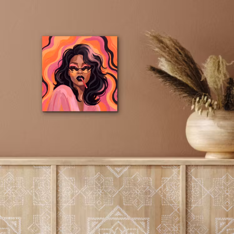 Vrouw - Zonnebril - Modern - Portret - Oranje aluminium wit klein -sfeer4