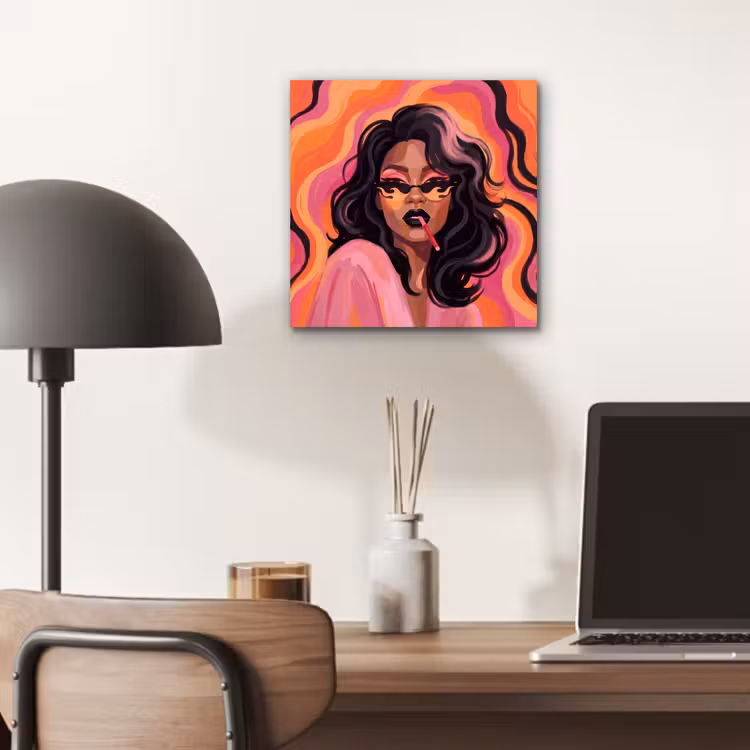 Vrouw - Zonnebril - Modern - Portret - Oranje aluminium wit klein -sfeer5