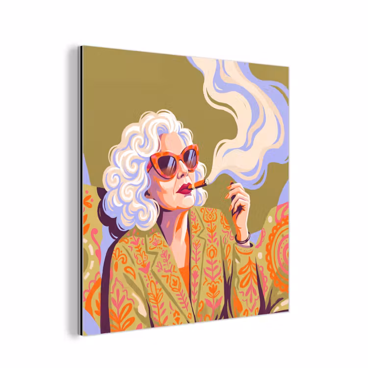 Vrouw - Zonnebril - Portret - Modern - Kleurrijk aluminium wit klein -3d