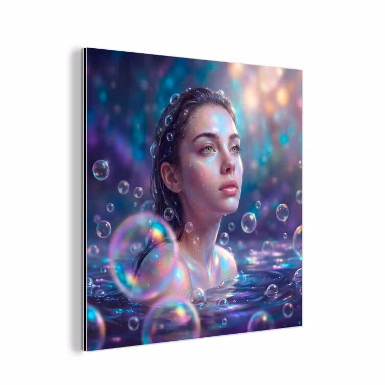 Vrouw - Water - Portret - Kleurrijk - Modern aluminium wit klein -3d