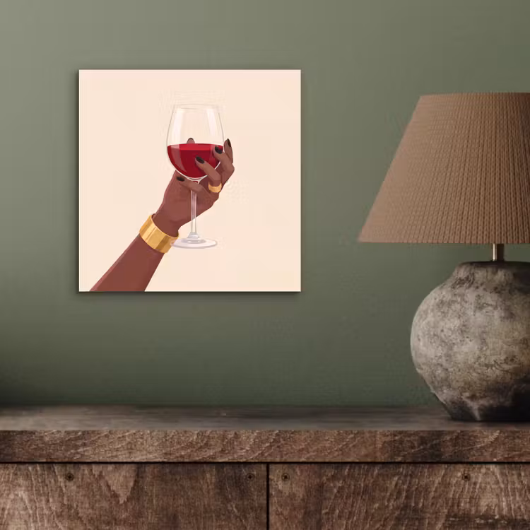 Vrouw - Wijn - Glas - Illustratie - Rood aluminium wit klein -sfeer2