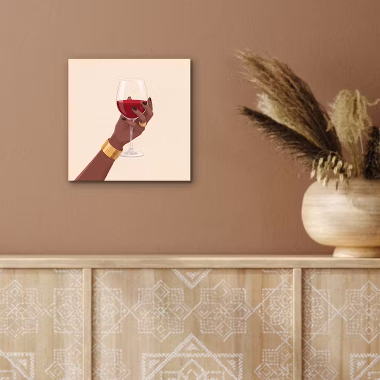 Vrouw - Wijn - Glas - Illustratie - Rood aluminium wit klein -sfeer4