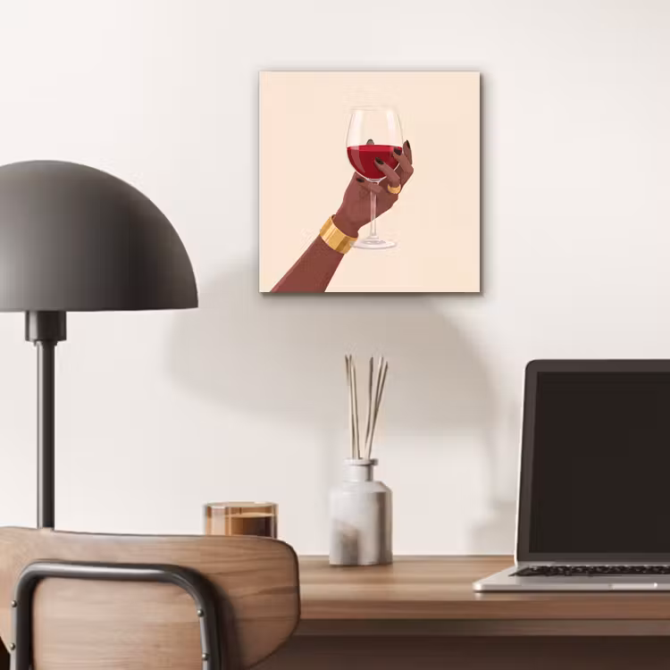 Vrouw - Wijn - Glas - Illustratie - Rood aluminium wit klein -sfeer5