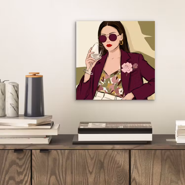 Vrouw - Wijn - Portret - Mode - Modern aluminium wit klein -sfeer1
