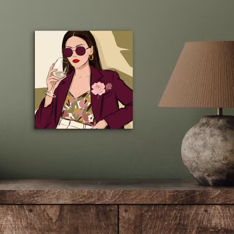 Vrouw - Wijn - Portret - Mode - Modern aluminium wit klein -sfeer2