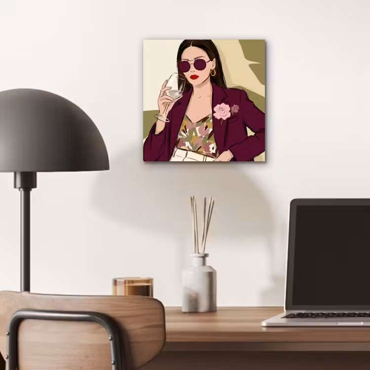 Vrouw - Wijn - Portret - Mode - Modern aluminium wit klein -sfeer5