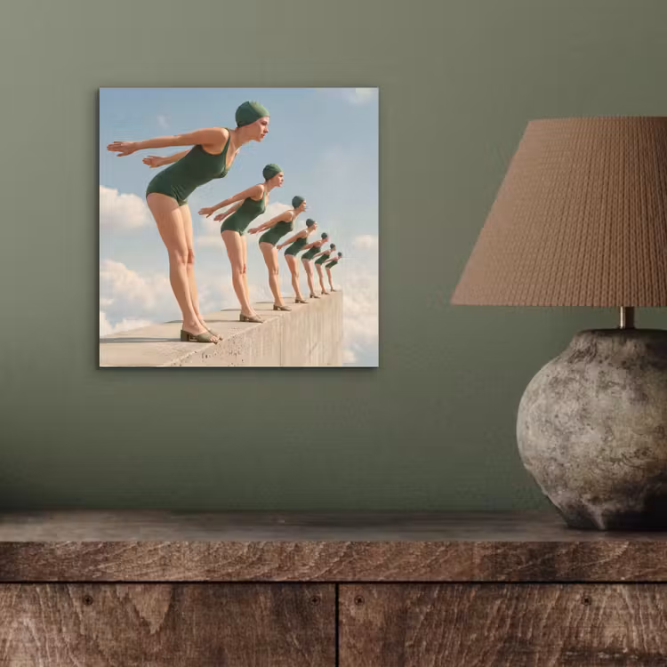 Alu-Dibond-Bild - Frauen – Tauchhaltung – Wolken — 3