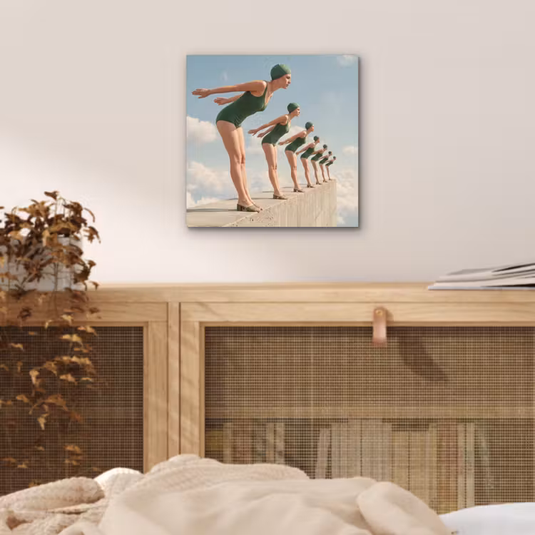Alu-Dibond-Bild - Frauen – Tauchhaltung – Wolken — 4