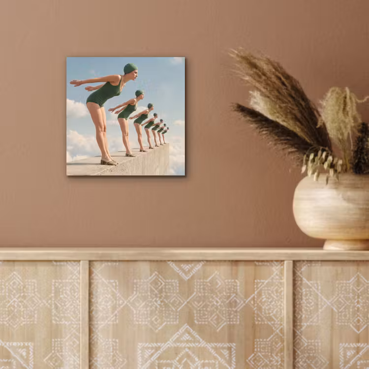 Alu-Dibond-Bild - Frauen – Tauchhaltung – Wolken — 5