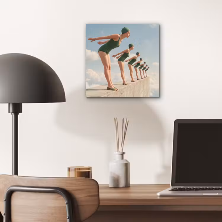 Alu-Dibond-Bild - Frauen – Tauchhaltung – Wolken — 6
