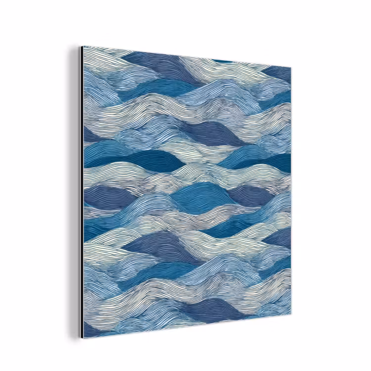 Getekend - Blauw - Wit - Golvend - Streepjes aluminium wit klein 46 -3d