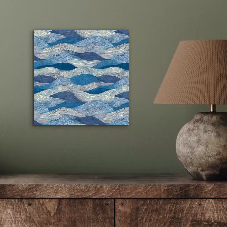 Getekend - Blauw - Wit - Golvend - Streepjes aluminium wit klein 46 -sfeer2
