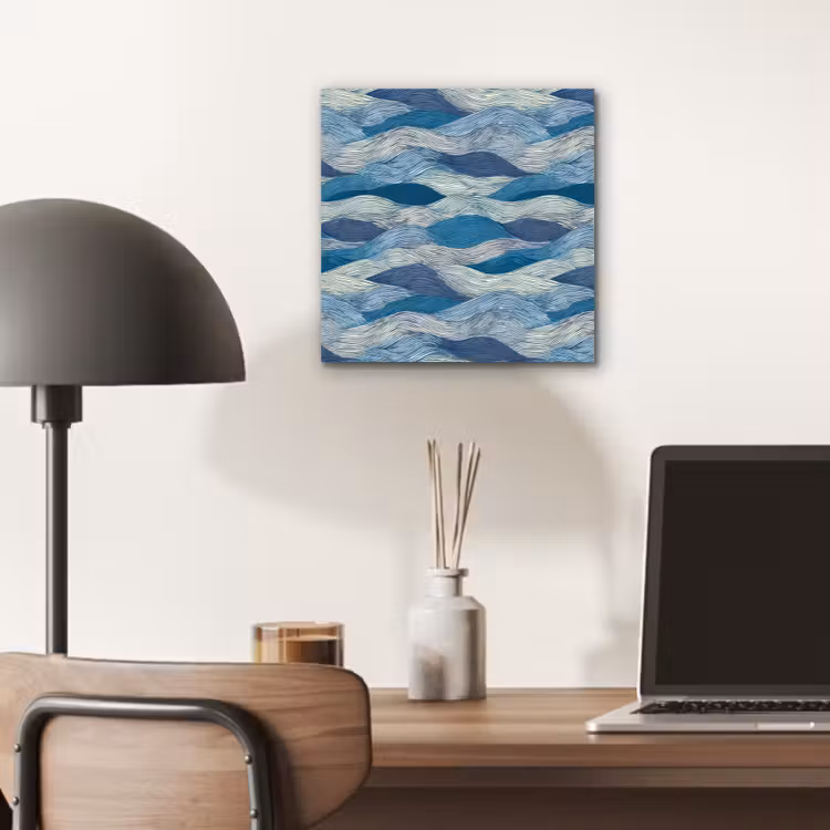 Getekend - Blauw - Wit - Golvend - Streepjes aluminium wit klein 46 -sfeer5