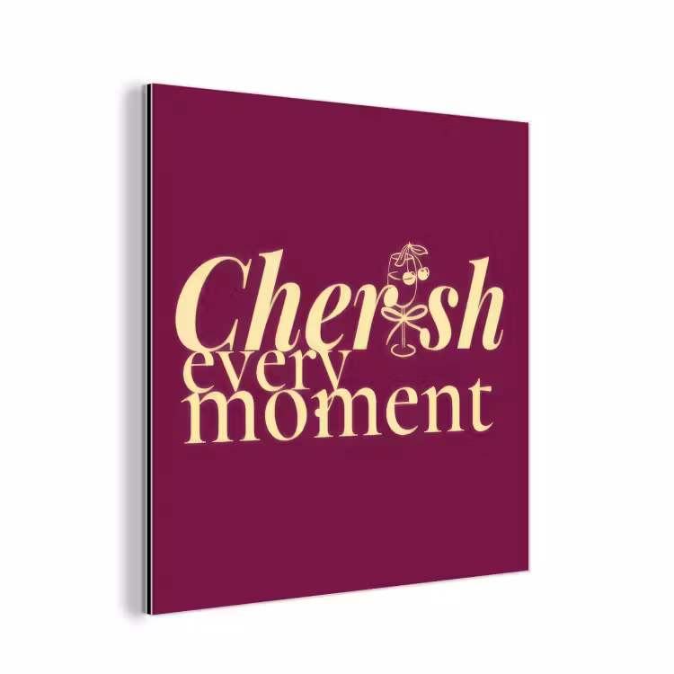 Cherish every moment - Cocktailglas - Bordeaux aluminium wit klein -3d