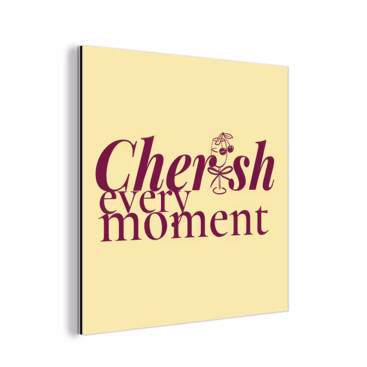 Cherish every moment - Cocktailglas - Geel aluminium wit klein -3d