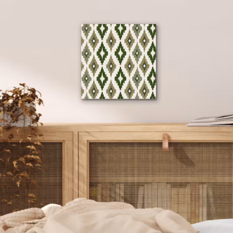 Geografisch - Ruitmotief - Groen aluminium wit klein 46 -sfeer3