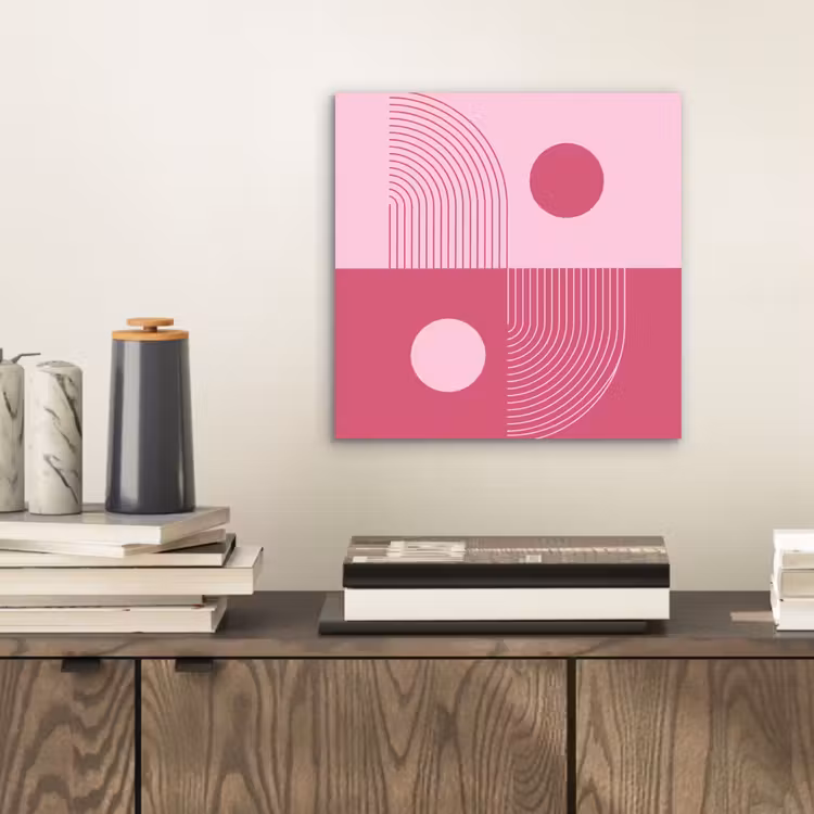 Geometrie - Patroon - Abstract - Roze - Modern aluminium wit klein -sfeer1