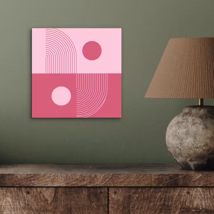 Geometrie - Patroon - Abstract - Roze - Modern aluminium wit klein -sfeer2