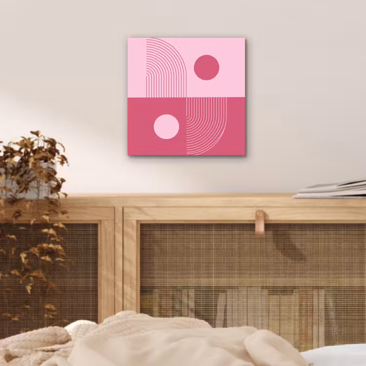Geometrie - Patroon - Abstract - Roze - Modern aluminium wit klein -sfeer3