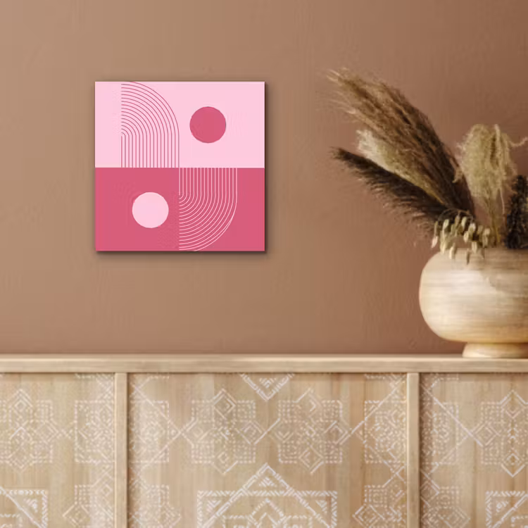 Geometrie - Patroon - Abstract - Roze - Modern aluminium wit klein -sfeer4