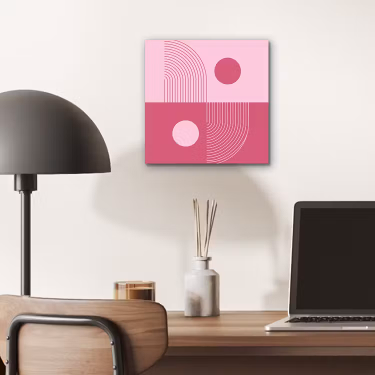 Geometrie - Patroon - Abstract - Roze - Modern aluminium wit klein -sfeer5
