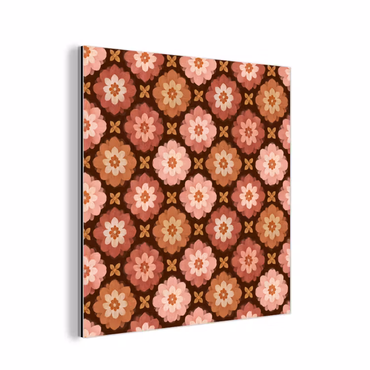 Geometrisch - Bloemen - Kleurrijk aluminium wit klein 46 -3d