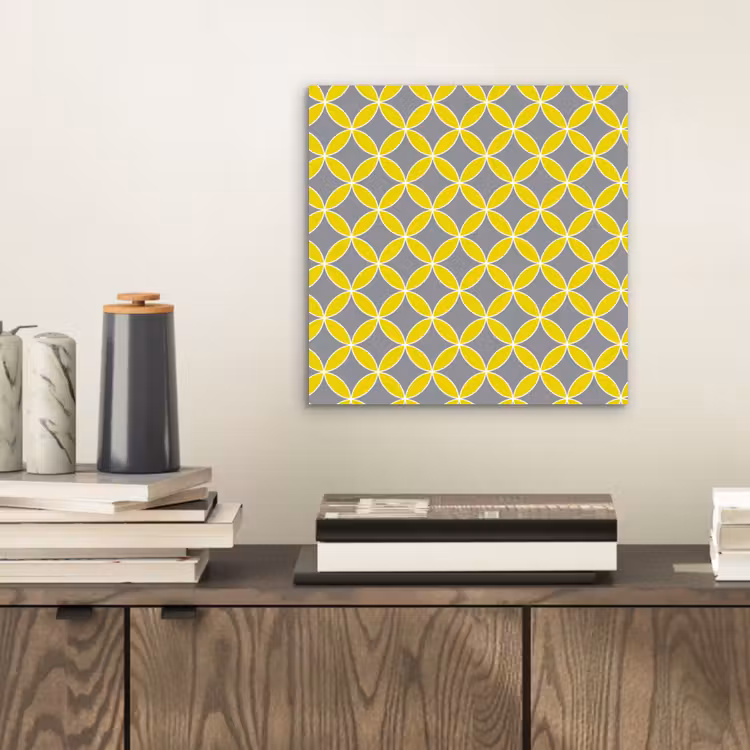 Geometrisch - Cirkels - Modern - Grijs - Geel aluminium wit klein 46 -sfeer1
