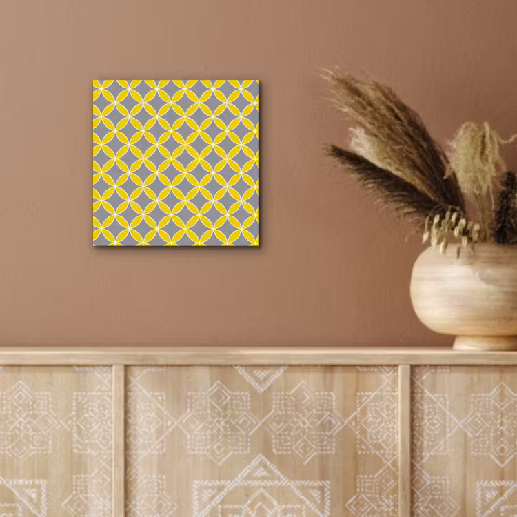 Geometrisch - Cirkels - Modern - Grijs - Geel aluminium wit klein 46 -sfeer4