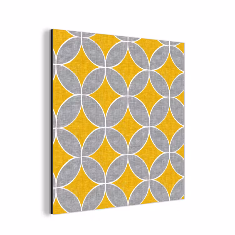 Geometrisch - Cirkels - Textuur - Grijs - Geel aluminium wit klein 46 -3d