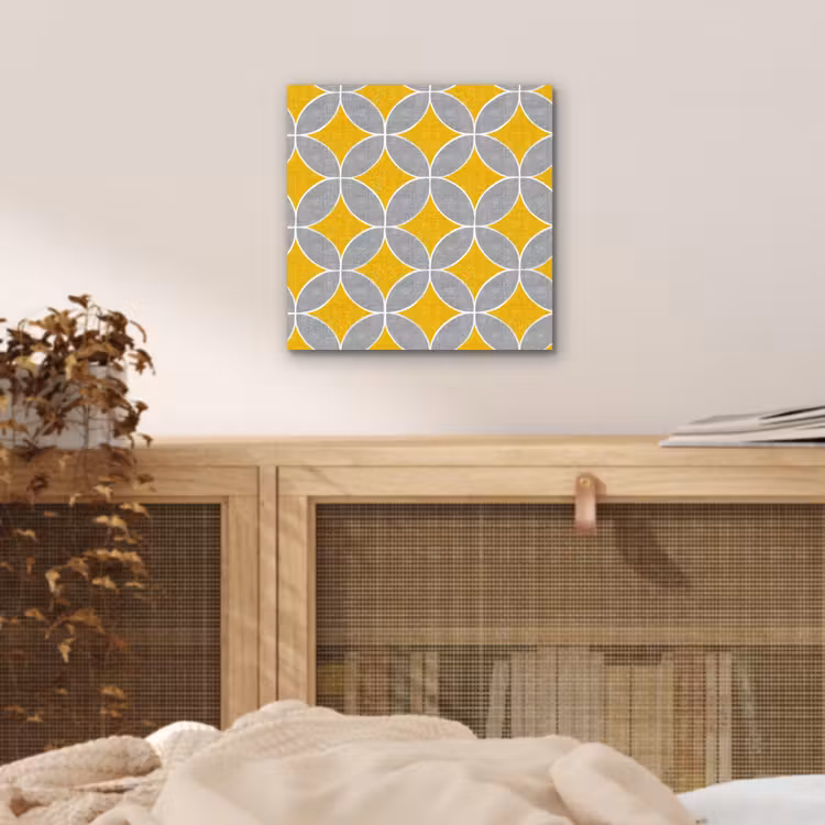 Geometrisch - Cirkels - Textuur - Grijs - Geel aluminium wit klein 46 -sfeer3
