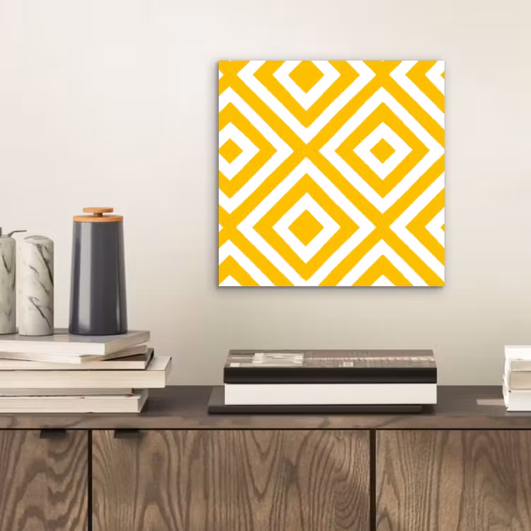 Geometrisch - Lijnen - Modern - Geel - Wit aluminium wit klein 46 -sfeer1