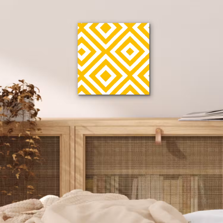 Geometrisch - Lijnen - Modern - Geel - Wit aluminium wit klein 46 -sfeer3