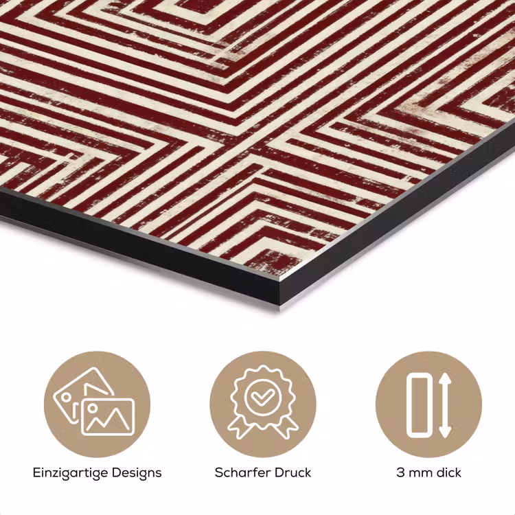 Geometrisch - Patroon - Rood aluminium wit klein 46 -closeup_DE