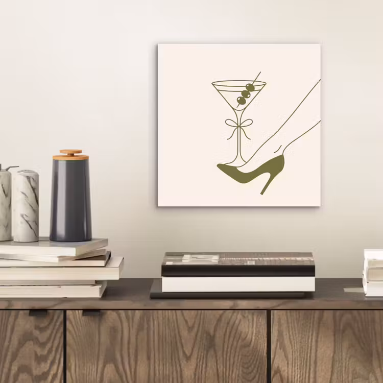 Drank - Martini - Hoge hak - Mode - Groen aluminium wit klein -sfeer1