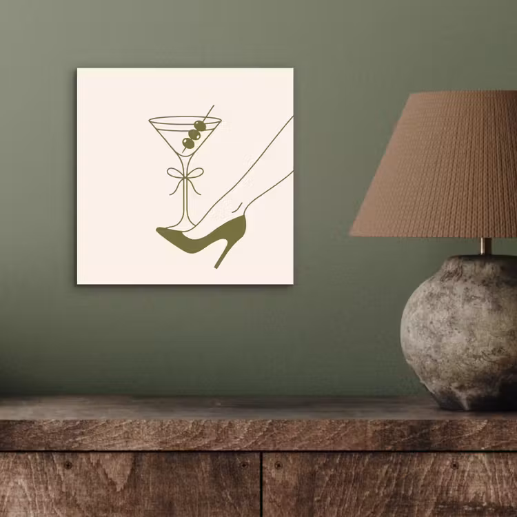Drank - Martini - Hoge hak - Mode - Groen aluminium wit klein -sfeer2