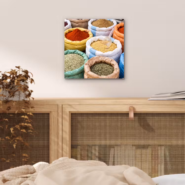 Alu-Dibond-Bild - Gewürze – Beutel – Markt — 4