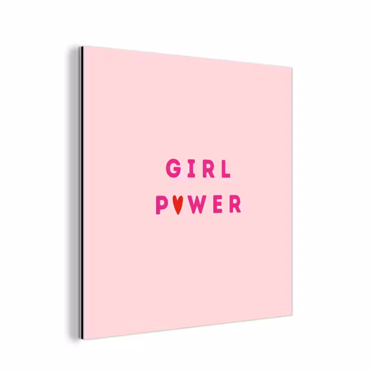 Girl power - Roze - Hartje aluminium wit klein -3d