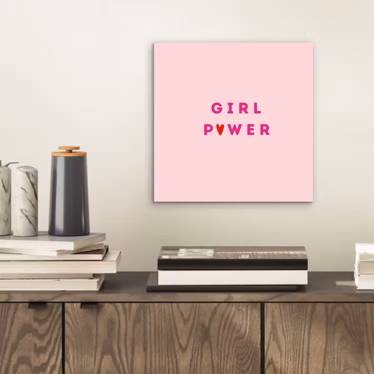 Girl power - Roze - Hartje aluminium wit klein -sfeer1