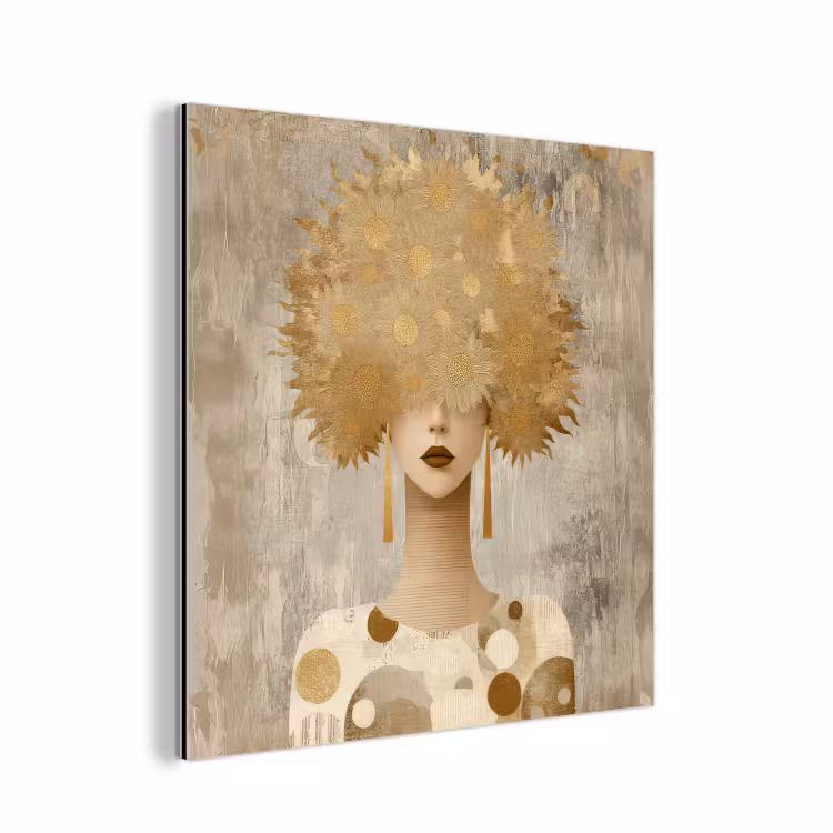 Goud - Portret - Vrouw aluminium wit klein -3d