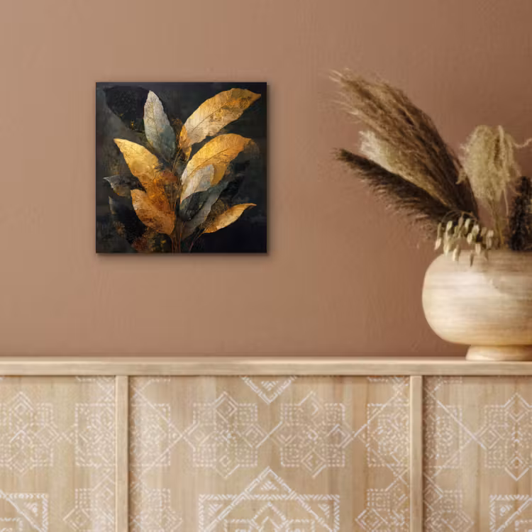 Gouden Bladcompositie – Botanische Luxe aluminium wit klein -sfeer4